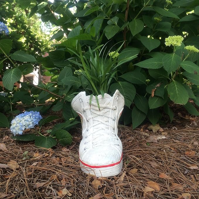 HomeStyles Medium 40010 White High Top Sneaker Shoe Planter Statue 7" h Holds a 4" w Pot
