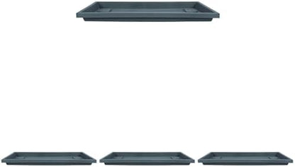 The HC Companies 23.5 Inch Venetian Rectangular Plant Saucer - Indoor Outdoor Plastic Plant Trays for Pots - 23.5"x7.5"x1.3" Warm Gray (Pack of 4)