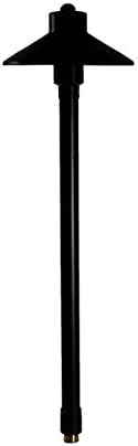 VOLT Flat Hat 12V Black Brass Path Light (7" Shade, 24" Tall) with 3W 2700K Warm White G4 LED Bulb for Low Voltage Landscape Lighting on Outdoor Pathway, Walkway, Garden, Driveway or Patio