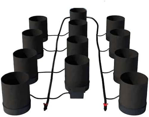 AutoPot 12 Pot GeoPot System with 3 Gallon Fabric Pots - Self-Watering, Gravity-Fed Hydroponic System (12Pot with No Tank) Indoor, Black