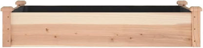 vidaXL Solid Fir Wood Garden Raised Bed with Liner - Outdoor Rectangular Planter Pot, Brown Natural, 47.2"x23.6"x9.8", Open Bottom for Drainage
