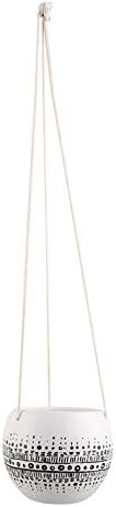 KiaoTime Ceramic Hanging Planter for Indoor Outdoor, Decorative Boho Flower Green Grass Plant Succulent Air Plants Hanging Plant Pots Holder