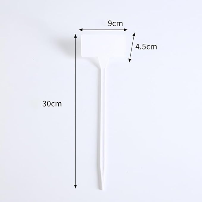 60 Pcs 30 x 9cm White Plant Name Size Tags T Type Plant Markers Plastic Garden Seed Signs Long Vegetable Labels Flower Pot Label Stakes for Outdoor Greenhouse