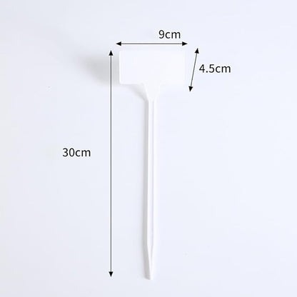 60 Pcs 30 x 9cm White Plant Name Size Tags T Type Plant Markers Plastic Garden Seed Signs Long Vegetable Labels Flower Pot Label Stakes for Outdoor Greenhouse