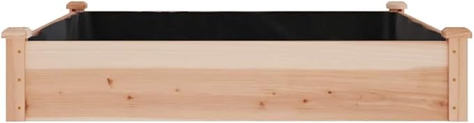 vidaXL Solid Fir Wood Garden Raised Bed - Outdoor Planter Pot with Protective Liner, 47.2"x47.2"x9.8" - Ideal for Plants, Vegetables, Herbs, Flowers - Natural Brown