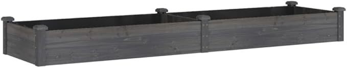 vidaXL Raised Garden Bed - Outdoor Wooden Planter Pot with Protective Liner, Solid Fir Wood Construction, Spacious for Vegetables/Herbs/Flowers, Gray, 94.5"x23.6"x9.8"