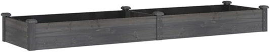 vidaXL Raised Garden Bed - Outdoor Wooden Planter Pot with Protective Liner, Solid Fir Wood Construction, Spacious for Vegetables/Herbs/Flowers, Gray, 94.5"x23.6"x9.8"