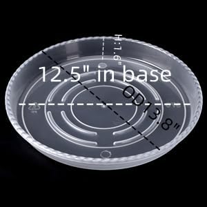 Clear Plant Saucers 14 Inches for Indoors and Outdoors, 6 Packs Heavy Duty Plastic Plant Trays with 12.5 Inches Bottom Diameter, 5 Gallon Grow Bag Saucer.