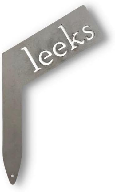 Planter Size Small Metal Garden Plant Vegetable Flower or Herb Markers 13.5 Inches Tall (leeks, Raw, Unfinished Steel)