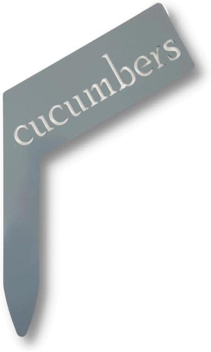 Planter Size Small Metal Garden Plant Vegetable Flower or Herb Markers 13.5 Inches Tall (cucumbers, Primed Finish)