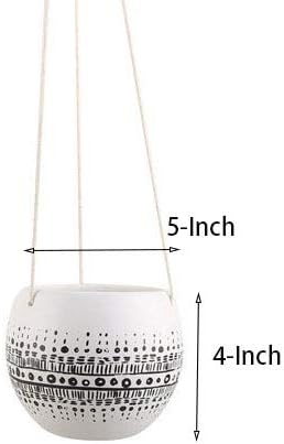 KiaoTime Ceramic Hanging Planter for Indoor Outdoor, Decorative Boho Flower Green Grass Plant Succulent Air Plants Hanging Plant Pots Holder