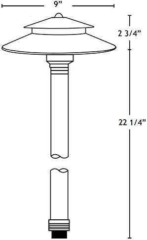 VOLT Stratum 12V Brass 2-Tier Path Light (9" Shade, 25" Tall) for Low Voltage Landscape Lighting on Outdoor Pathway, Walkway, Garden, Driveway or Patio