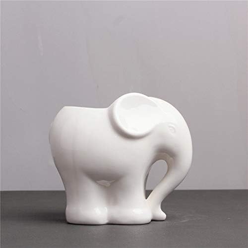 Cute Animal Elephant Shaped Ceramic Succulent Cactus Air Plant Flower Pots Planters-Plant Not Included (4＂White)