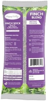 Happy Wings Finch Blend Bird Food, Mix of Sunflower Hearts/Kernels and Nyjer Seed Wild Bird Food-13 Ounce | Prefilled Sock | No Grow Seed I Bird Seeds for Wild Birds