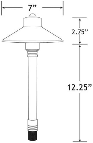 VOLT Flat Hat 12V Copper Mini Path Light (7" Shade, 15" Tall) with 3W 2700K Warm White G4 LED Bulb for Low Voltage Landscape Lighting on Outdoor Pathway, Walkway, Garden, Driveway or Patio