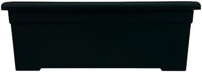 The HC Companies 28 Inch Romana Planter Box with Drainage Plug, Lightweight UV-Resistant Plastic Outdoor Planters, 1-Pack Flower Box for Garden, Patio, Balcony, and Fence, Black
