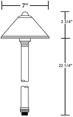 VOLT Conehead 12V Black Brass Path Light (7" Shade, 25" Tall) for Low Voltage Landscape Lighting on Outdoor Pathway, Walkway, Garden, Driveway or Patio
