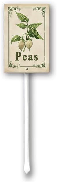 Uptell Vintage Vegetable Signs for Garden with Stake Peas Yard Sign Vegetable Garden Label Stakes Plant Markers for Outdoor Plants Waterproof 8.8x7inch