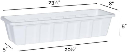 Novelty Poly-Pro Plastic Flower Box Planter, White, 24-Inch