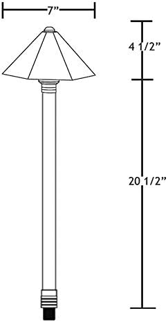 VOLT Parasol 12V Brass Path Light (25" Tall, 7" Shade) with 3W 2700K Warm White G4 LED Bulb for Low Voltage Landscape Lighting on Outdoor Pathway, Walkway, Garden, Driveway or Patio