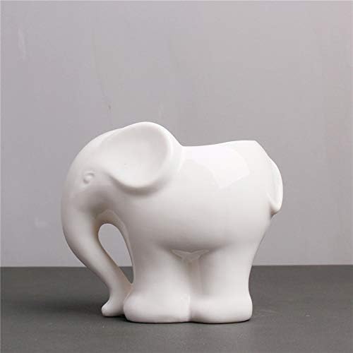 Cute Animal Elephant Shaped Ceramic Succulent Cactus Air Plant Flower Pots Planters-Plant Not Included (4＂White)
