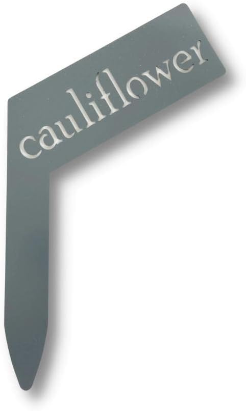 Planter Size Small Metal Garden Plant Vegetable Flower or Herb Markers 13.5 Inches Tall (cauliflower, Primed Finish)