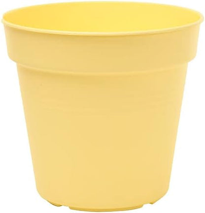 Mintra Home Garden Pots 4pk - Flowers, Herbs, Plants, Indoor, Outdoor, Colorful, Wholesale, Bulk (Yellow, 13cm Diameter (5in))