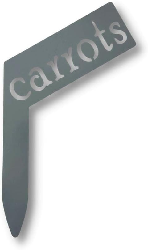 Planter Size Small Metal Garden Plant Vegetable Flower or Herb Markers 13.5 Inches Tall (carrots, Primed Finish)