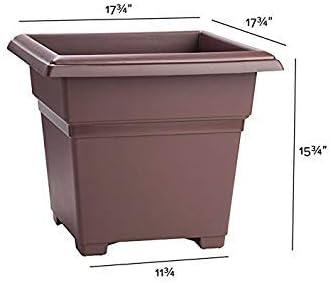 Root & Vessel Countryside Square Tub Planter, Brown, 18-Inch