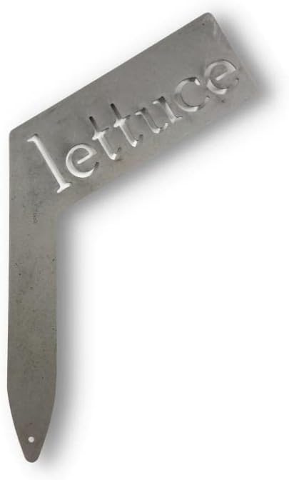 Planter Size Small Metal Garden Plant Vegetable Flower or Herb Markers 13.5 Inches Tall (lettuce, Raw, Unfinished Steel)