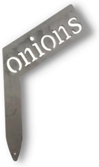 Planter Size Small Metal Garden Plant Vegetable Flower or Herb Markers 13.5 Inches Tall (onions, Raw, Unfinished Steel)