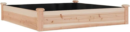 vidaXL Solid Fir Wood Garden Raised Bed - Outdoor Planter Pot with Protective Liner, 47.2"x47.2"x9.8" - Ideal for Plants, Vegetables, Herbs, Flowers - Natural Brown