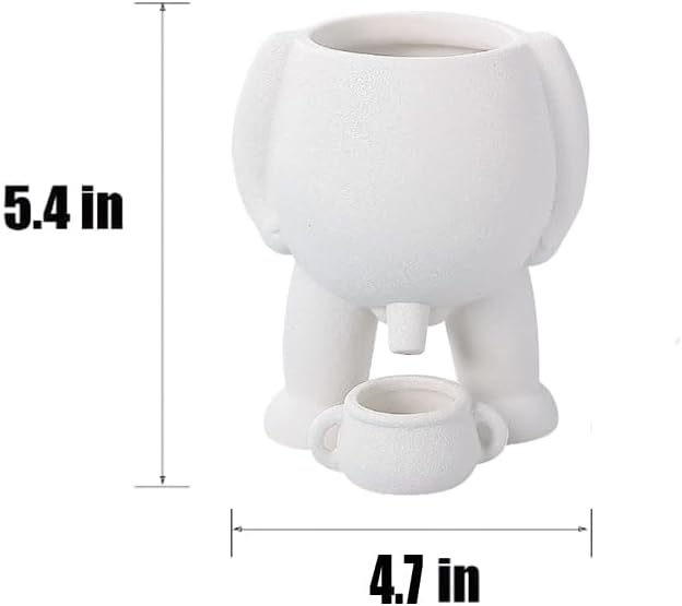 Funny Peeing Plant,5.4 Inches Ceramic Funny Body Plant Pot,Penis Planter,Novelty Peeing Plant Pot with Drainage,Pot Gift for Home Plant Enthusiasts, Friends, Family Or Colleagues Home Decor (White)