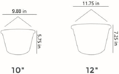 The HC Companies 12 Inch Euro Hanging Planters, Lightweight UV-Resistant Plastic Hanging Planters for Indoor & Outdoor Plants, 2-Pack Hanging Flower Pots for Garden, Patio & Home Decor, Clay