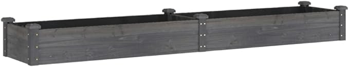 vidaXL Garden Raised Bed with Liner-Gray Solid Wood Fir Planter-Rectangular Outdoor Pot, Deep Bedding Area for Plant Growth, Decorative and Efficient