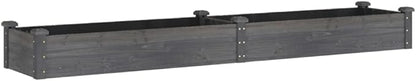 vidaXL Garden Raised Bed with Liner-Gray Solid Wood Fir Planter-Rectangular Outdoor Pot, Deep Bedding Area for Plant Growth, Decorative and Efficient