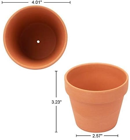 [26 Pack] 4" Terracotta Planter Pots with Drainage Hole - Clay, Ceramic, Cactus, Flower & Succulent Nursery Pots for Garden