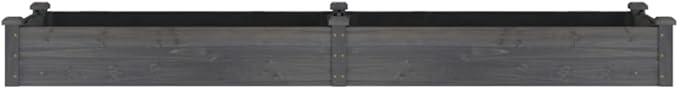 vidaXL Raised Garden Bed - Outdoor Wooden Planter Pot with Protective Liner, Solid Fir Wood Construction, Spacious for Vegetables/Herbs/Flowers, Gray, 94.5"x23.6"x9.8"
