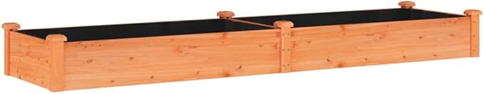 vidaXL Solid Fir Wood Garden Raised Bed with Liner - Large Size for Planting Herbs, Vegetables, Flowers - Ideal for Outdoor Garden Decor