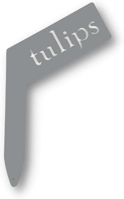 Planter Size Small Metal Garden Plant Vegetable Flower or Herb Markers 13.5 Inches Tall (tulips, Primed Finish)
