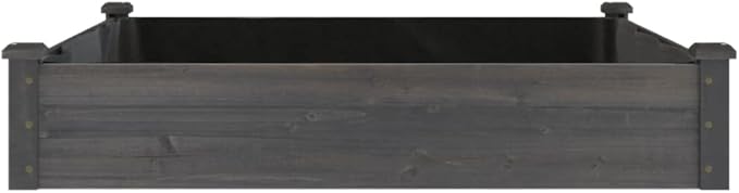 vidaXL Solid Fir Wood Raised Bed with Liner - Square Outdoor Planter Pot, Gray Finish, 47.2" x 47.2" x 9.8" for Garden/Patio Decor