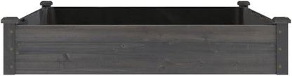 vidaXL Solid Fir Wood Raised Bed with Liner - Square Outdoor Planter Pot, Gray Finish, 47.2" x 47.2" x 9.8" for Garden/Patio Decor