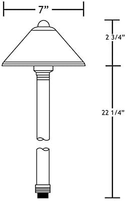 VOLT 15-Pack 12V Solid Brass Conehead Path Lights (7" Shade, 25" Tall) for Low Voltage Landscape Lighting on Outdoor Pathway, Walkway, Garden, Driveway or Patio