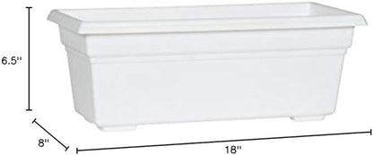 Root & Vessel 16192, White, Countryside Flower Box Planter, 18-Inch