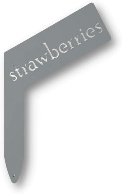 Planter Size Small Metal Garden Plant Vegetable Flower or Herb Markers 13.5 Inches Tall (strawberries, Primed Finish)