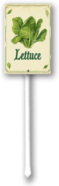 Uptell Vintage Vegetable Signs for Garden with Stake Lettuce Yard Sign Vegetable Garden Label Stakes Plant Markers for Outdoor Plants Waterproof 8x12inch