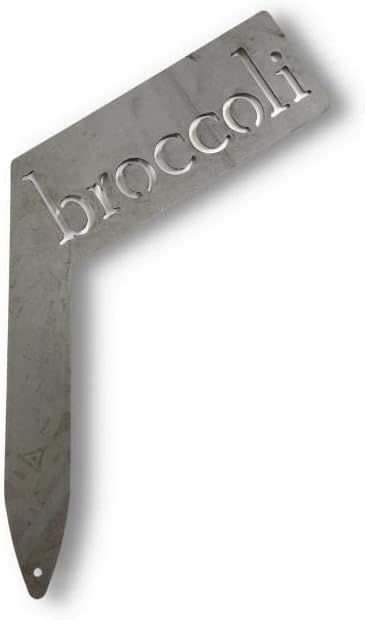 Planter Size Small Metal Garden Plant Vegetable Flower or Herb Markers 13.5 Inches Tall (broccoli, Raw, Unfinished Steel)