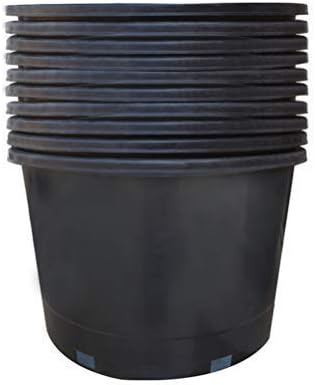 Nursery Pot 1 Gallon 1 Gal 2 Gal 3 Gal 5 Gal 7 Gal 10 Gal 15 Gal Nursery Container Injection Molded Pot Fit for Plants Soil Growers or Hydroponics (10,10 Gallon)