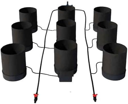 AutoPot 9 Pot GeoPot System with 3 Gallon Fabric Pots - Self-Watering, Gravity-Fed Hydroponic System (9Pot with No Tank)