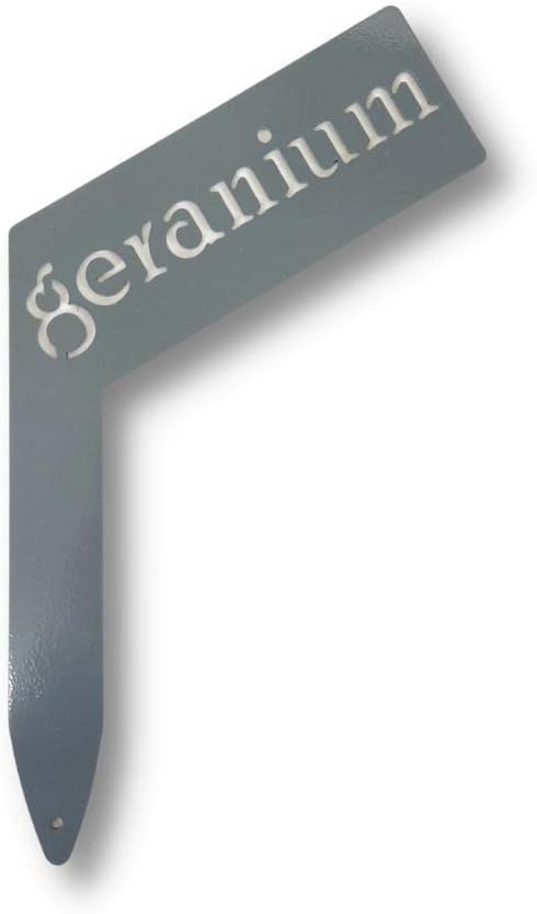 Planter Size Small Metal Garden Plant Vegetable Flower or Herb Markers 13.5 Inches Tall (geranium, Primed Finish)